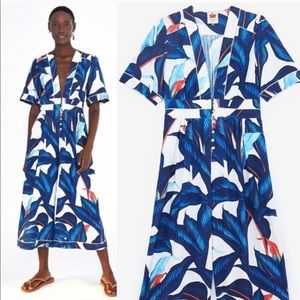 Farm Rio Blue Palm Tailored Jumpsuit